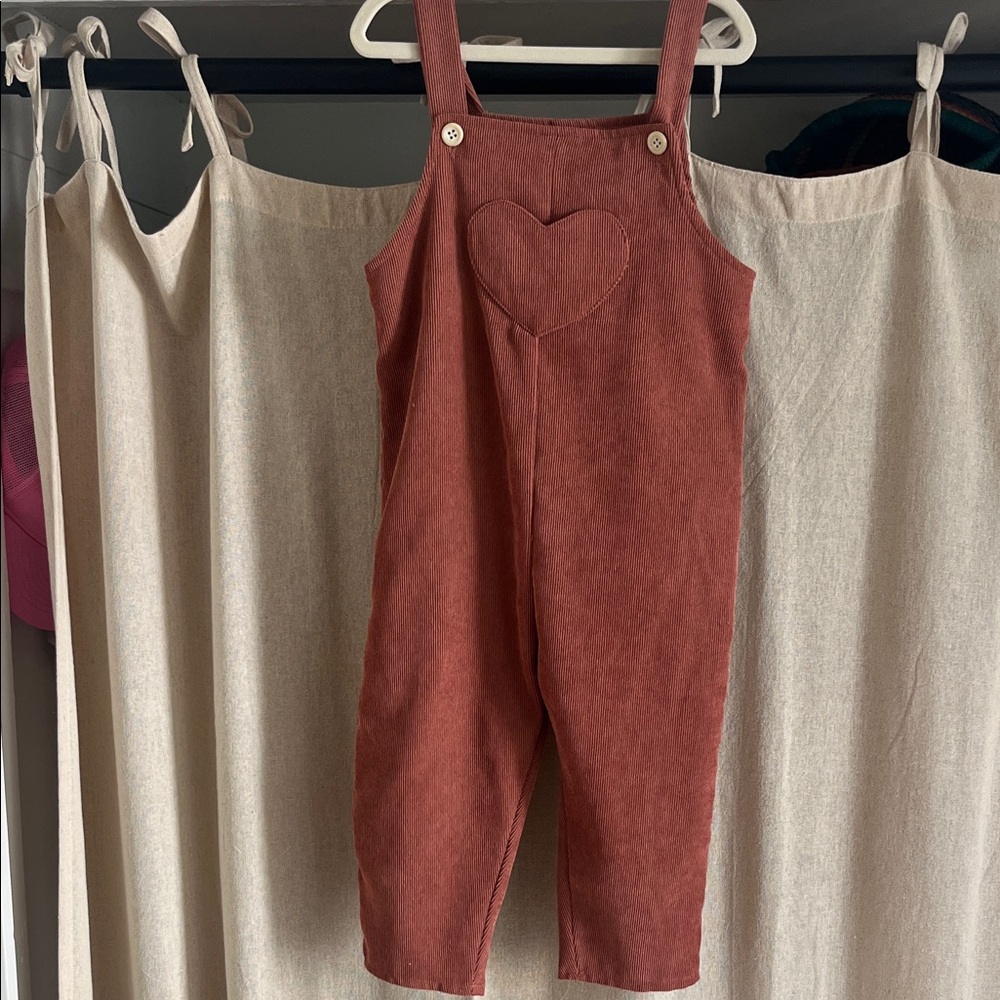 Heart Detail Rust Jumpsuit